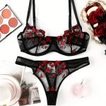 Black Transparent Set with Red Flowers - Image 2