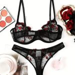 Black Transparent Set with Red Flowers - Image 6